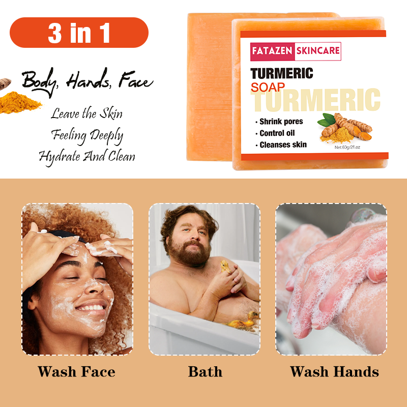 White Skin Care Products Whitening Turmeric Soap Bar OEM ODM Face Soap Natural Plant Anti Acne Handmade Bath Soap