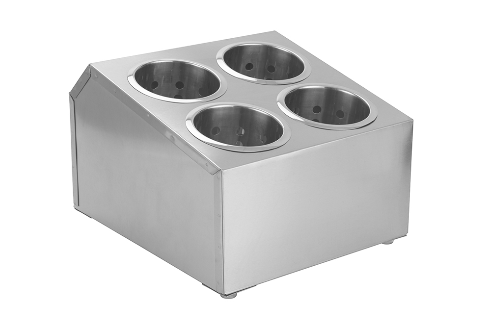 Commercial Restaurant Organizer Stainless Steel Cylinder Flatware Holder 4-Hole