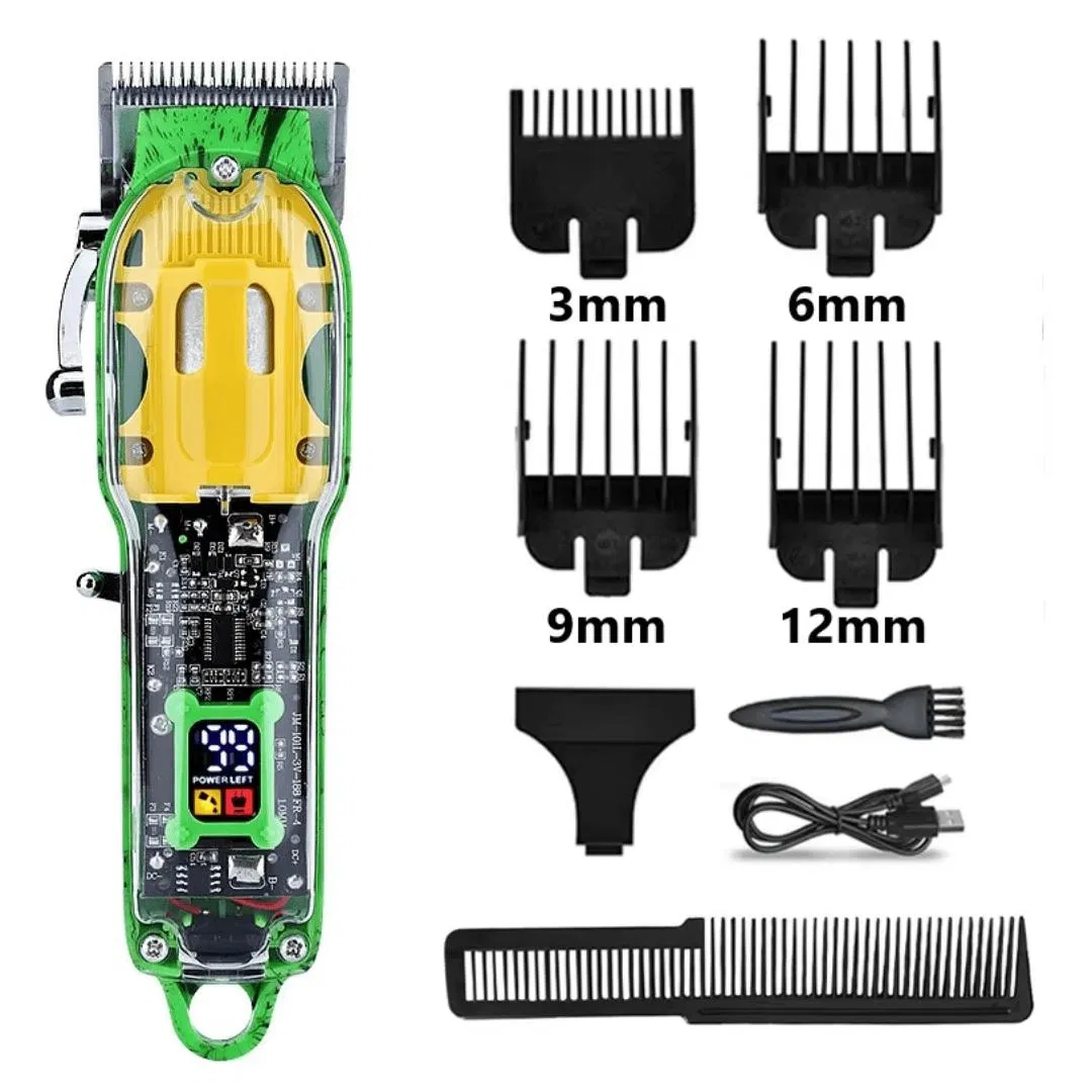 High Quality Cordless Transparent Shell Professional Barber Hair Clipper