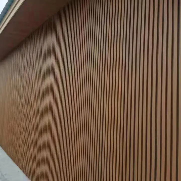 Interior Decoration WPC Bamboo Fiber Fluted Slat PVC Coating 3D Panel