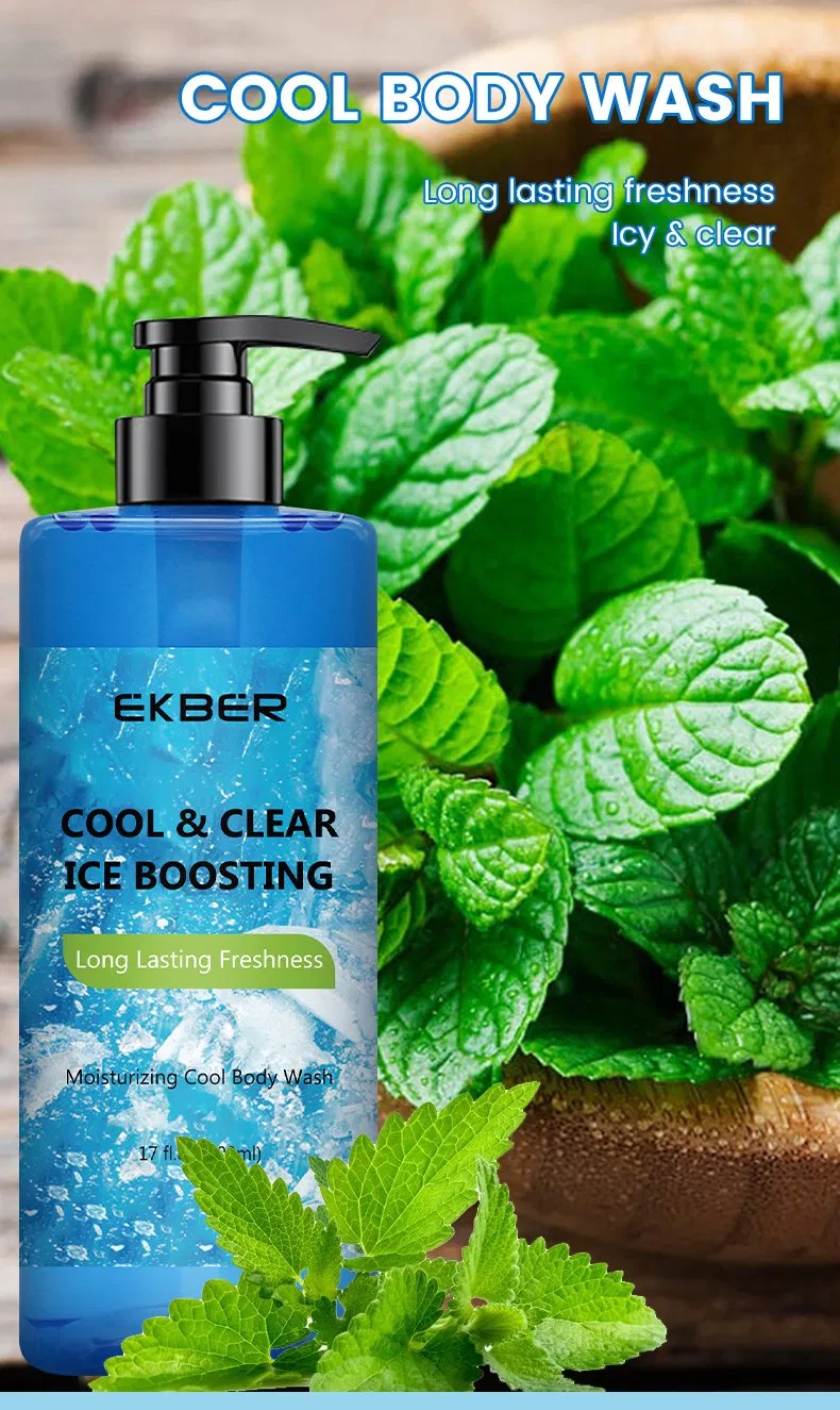 Wholesale Mint Organic Body Wash Plant Shower Gel Skin Exfoliating Fragrance Bath Gel Deep Cleaning Blue Mint Cool Body Wash