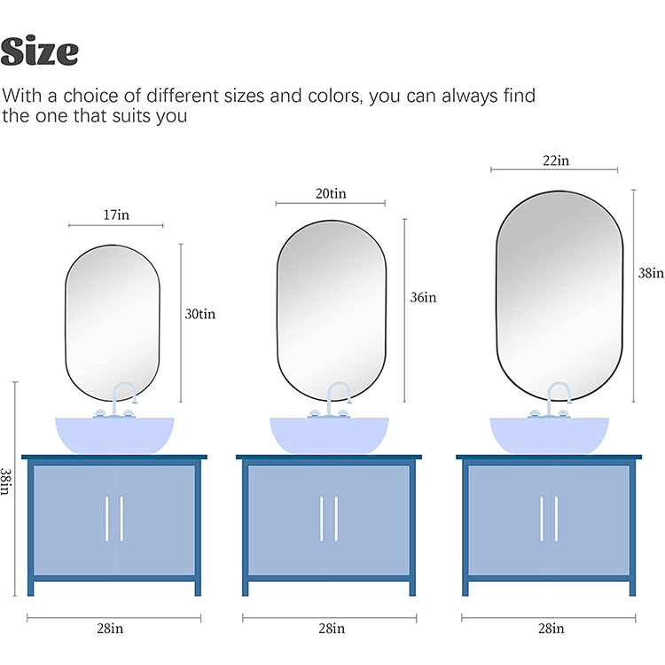Luxury Oval Metal Frame Bathroom Mirror Wall Mounted Makeup Vanity Mirror for Home Decor