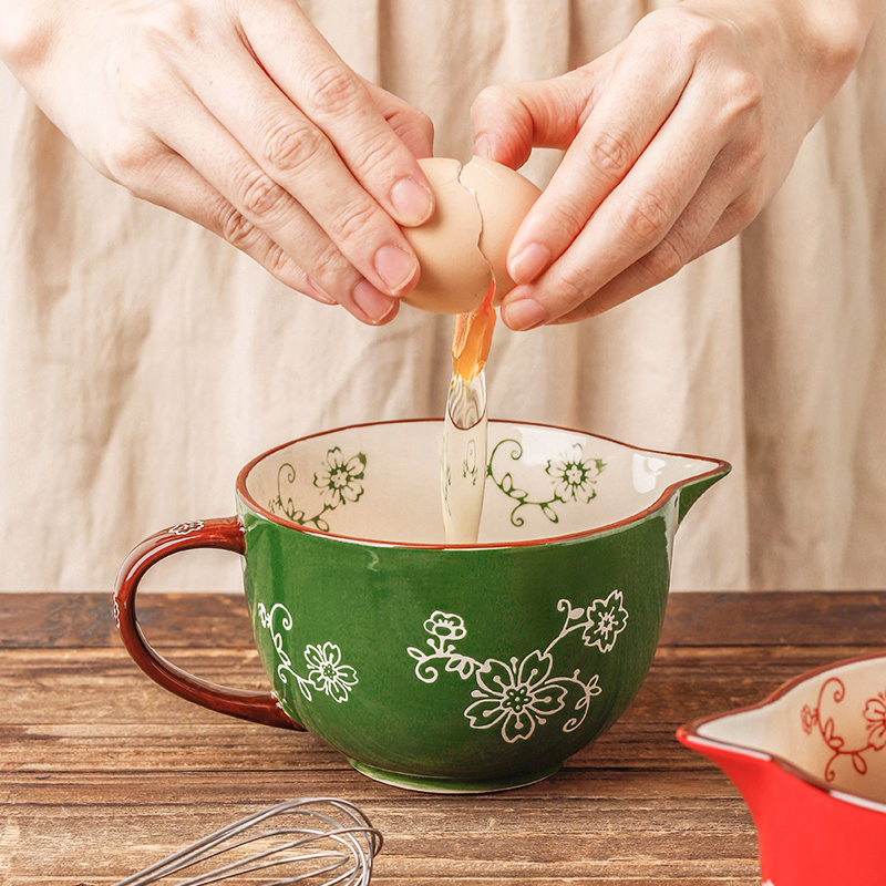 Household Kitchen Egg Beater Cup Printing Sakura Mixing Bowl Salad Bowl