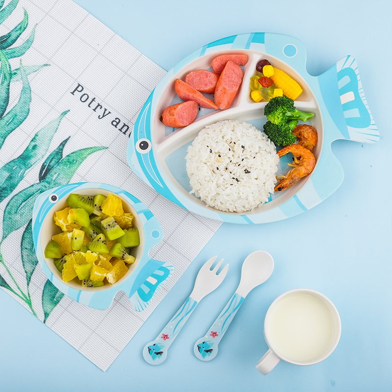 Aohea Osm Luxury Tableware Compartments Wholesale Baby Feeding Set Suction Bowl Spoon Dinnerware Supplies for Kid Dining Child Baby Silicone Spoon Set