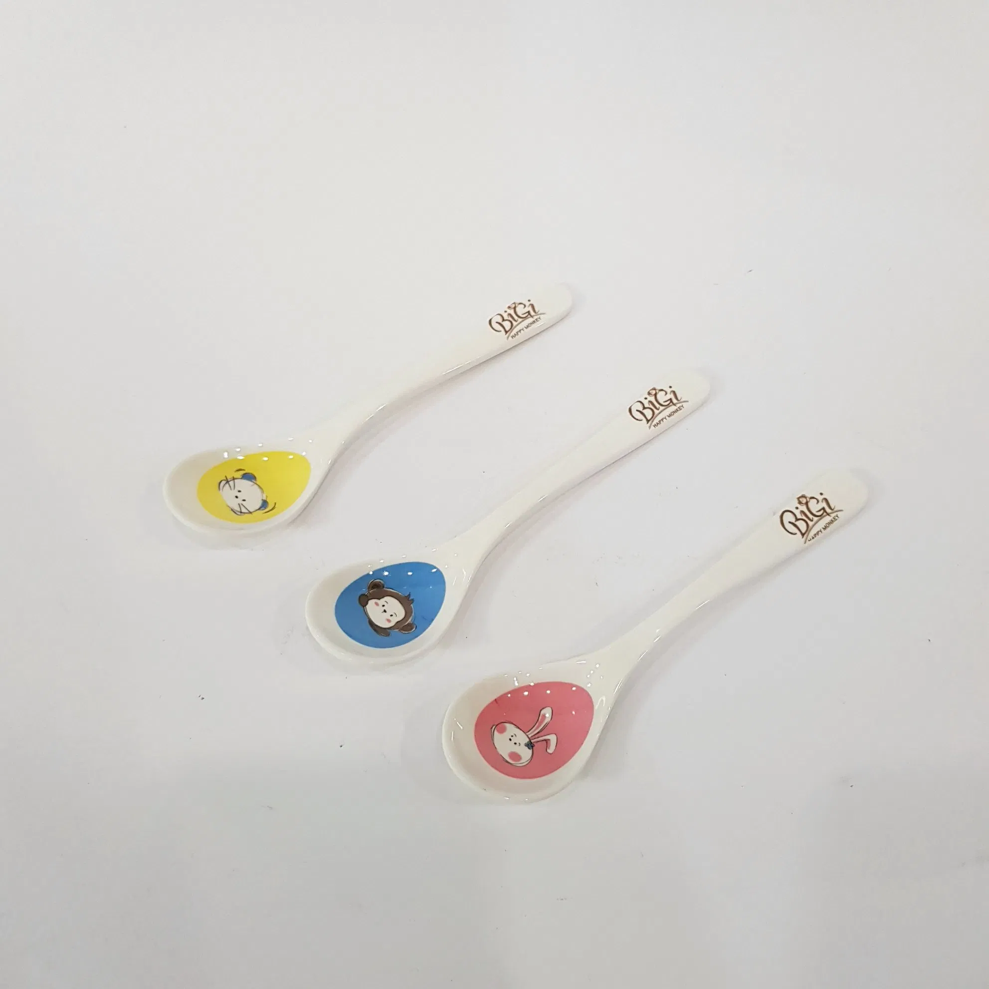 Plastic Childrenware Melamine Small Kids Children Spoon Breakfast Cereal Serving Colorful Spoon