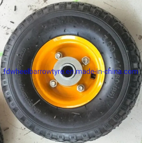 3.00-4 3.50-4 Pneumatic Rubber Wheel with Steel Rim Used for Hand Trolley and Tool Cart, Garden Carts