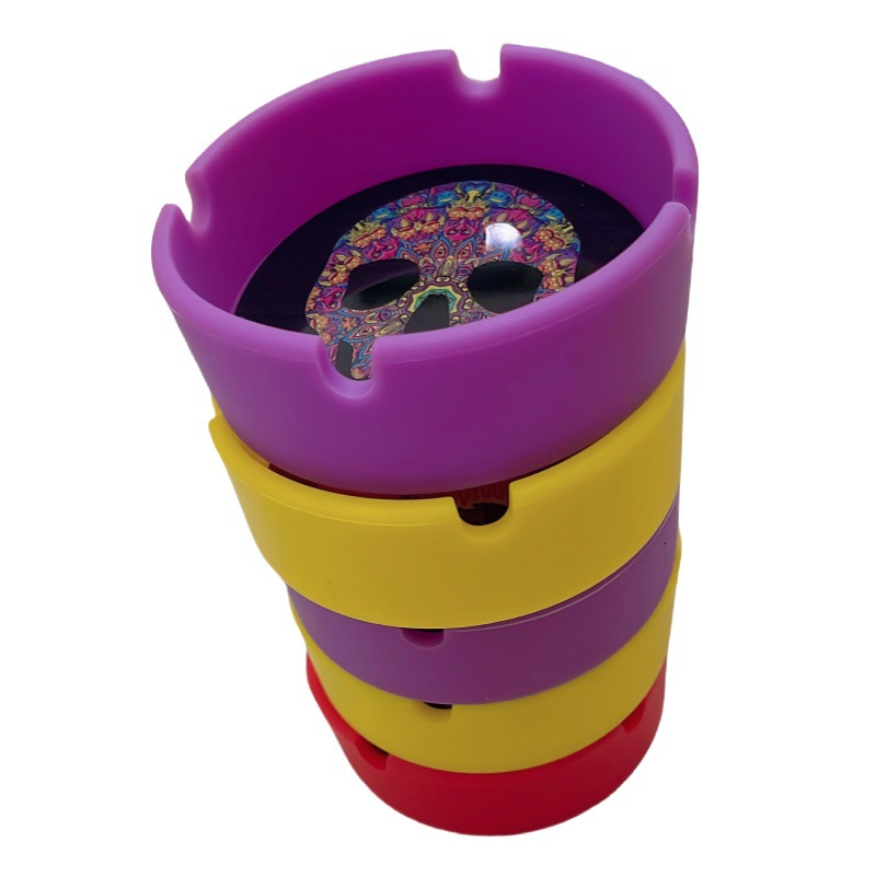 Printed Logo Office Home Use Resistant Falling Anti-Scalding Easy Clean Silicone Ashtray