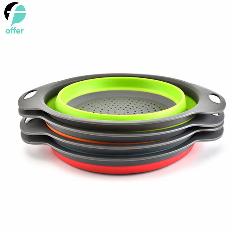 Collapsible Colander Silicone Kitchen Strainer Set Perfect for Draining Pasta, Vegetable and Fruit