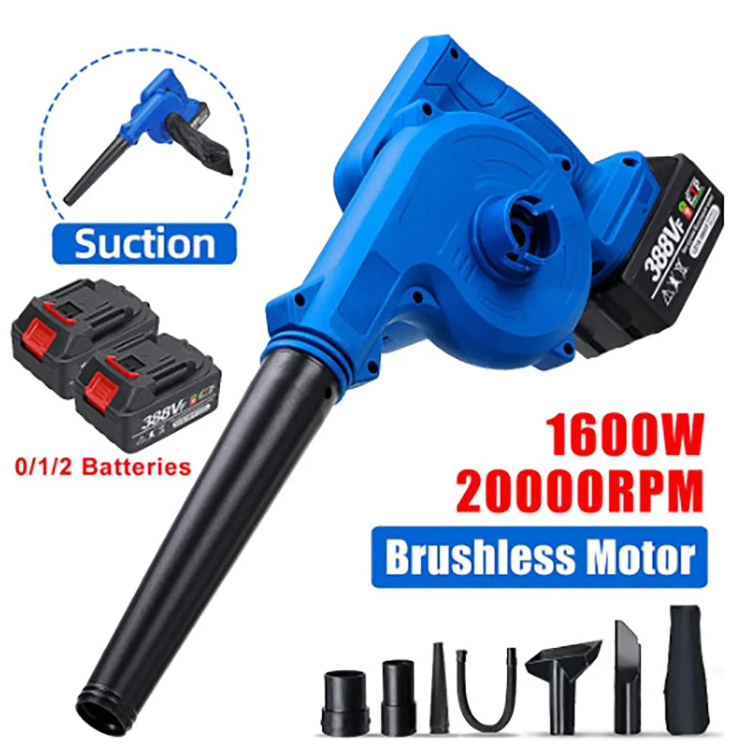 China Supplier Powerful 21V Brushless 6-Speed Lithium High-Power Air Leaf Blower Portable Cordless Electric Garden Rechargeable Lightweight Blower