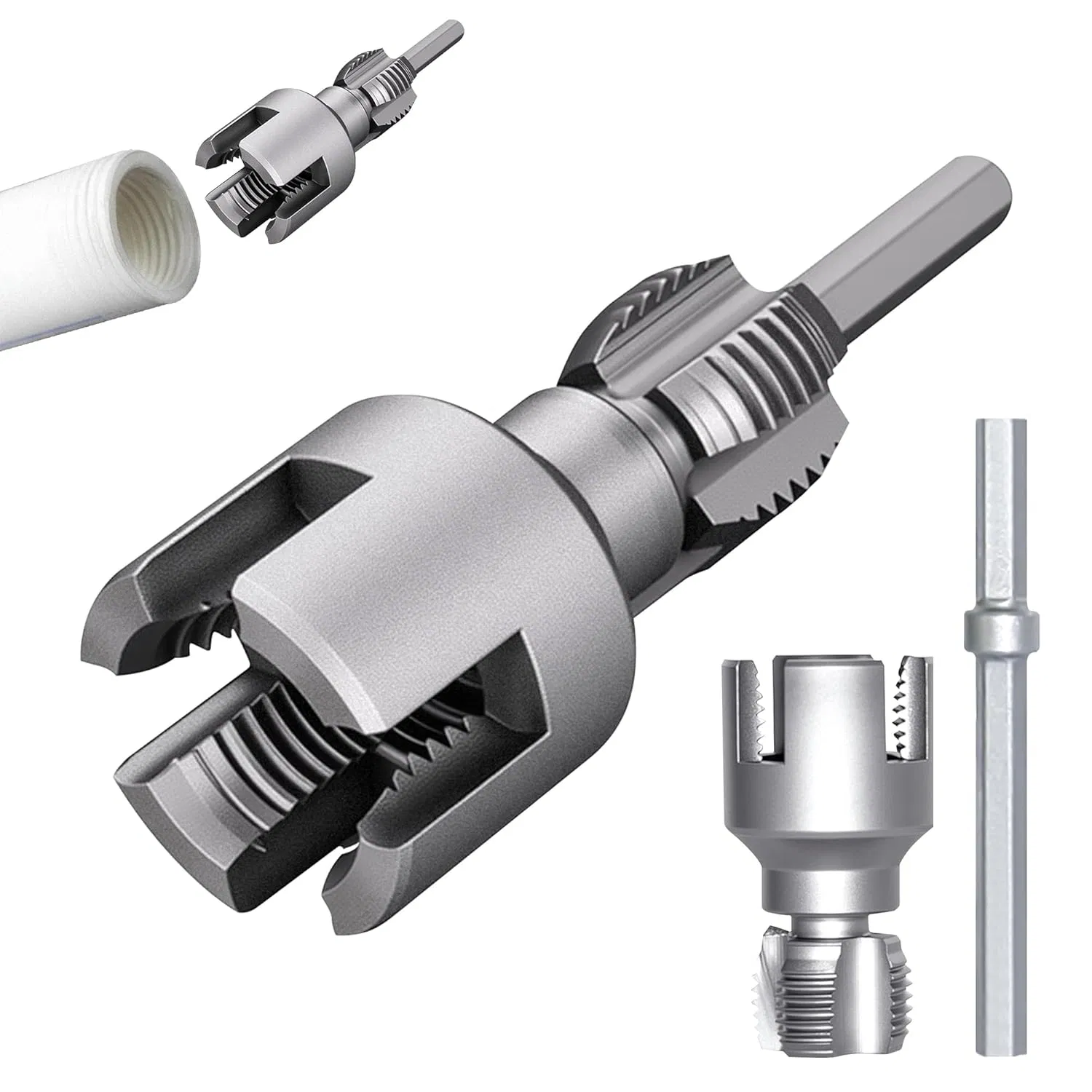 4 Points PVC Pipe Threader Kit Internal and External Thread Fast Thread Tap Pipe Threader Water Pipe Tapping Tool