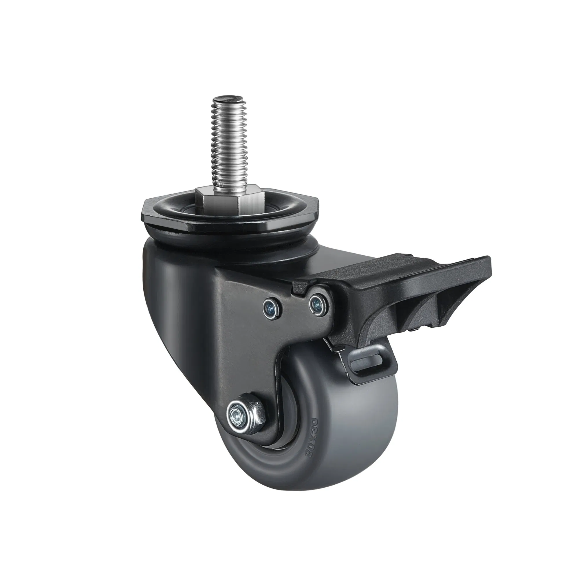 Gray Rubber Silent Casters for Office Chairs, Light Carts & Furniture - 40mm/50mm Elastic Wheels, Swivel/Fixed/Brake Types