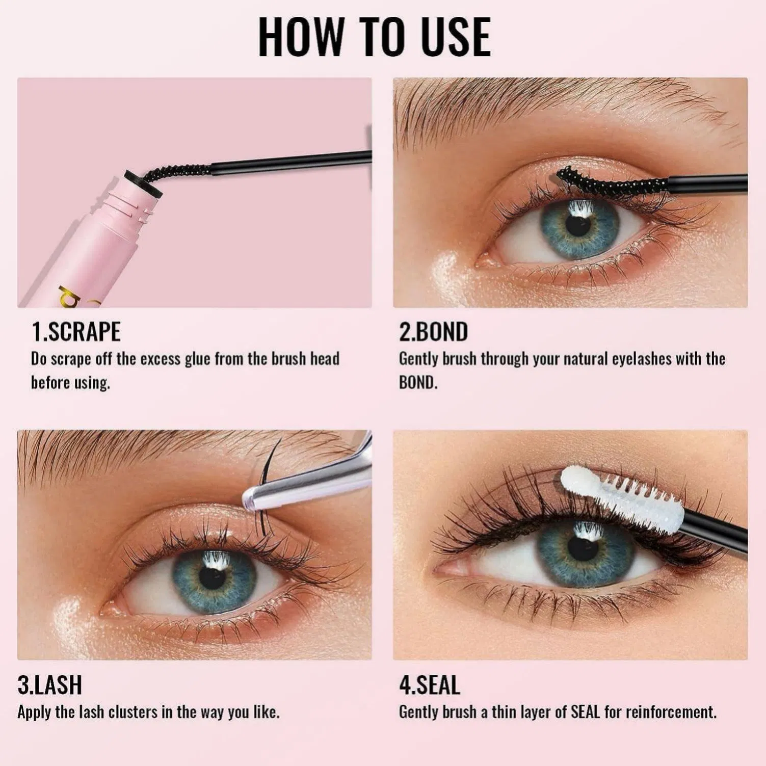 Fast-Drying Clear Eyelash Glue with 2-in-1 Sealant for Extensions
