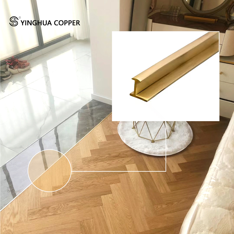 T-Shaped Brass Extruded Shaped Profiles, Customized Copper Profiles, Decorative Brass Strips