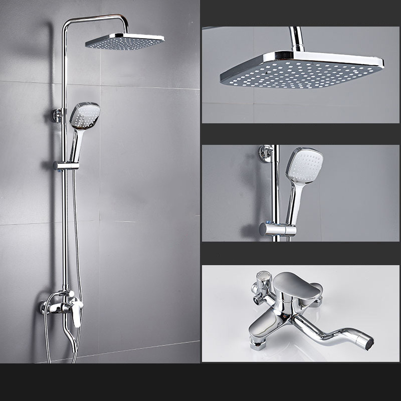 Easy to Install Chrome Finish Shower Heads High Pressure Spray 4 Functions Handheld Shower Head