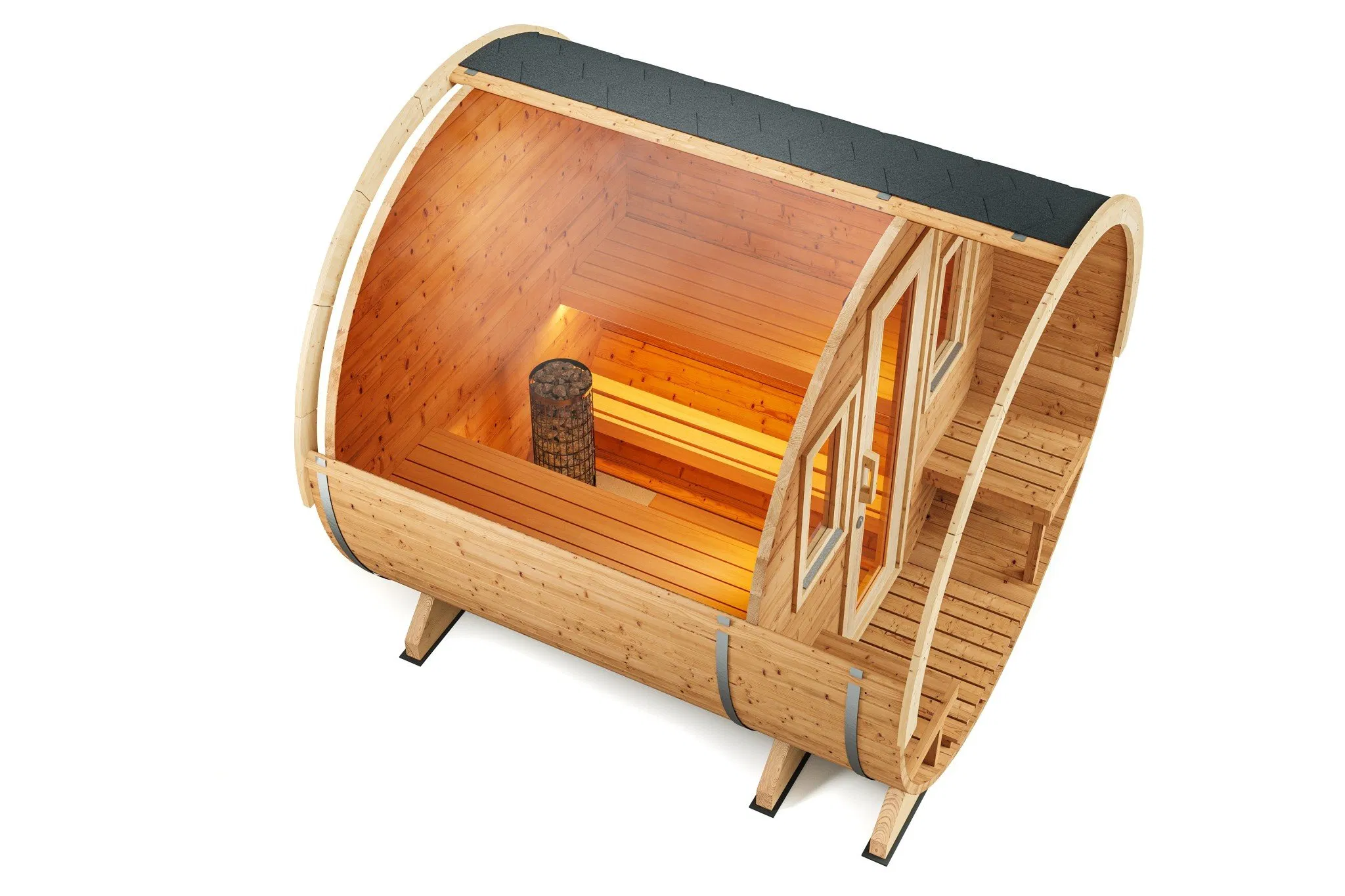 Панорамная сауна на 3-4 человека с крыльцом
