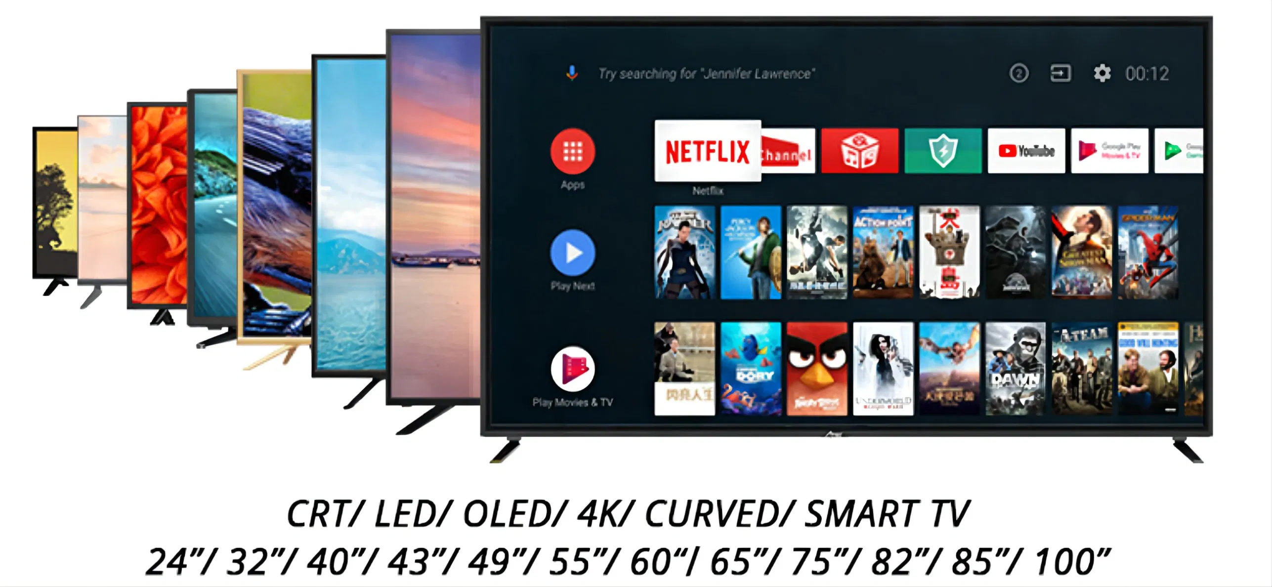 Умный телевизор Android LED 24-75 дюймов 4K