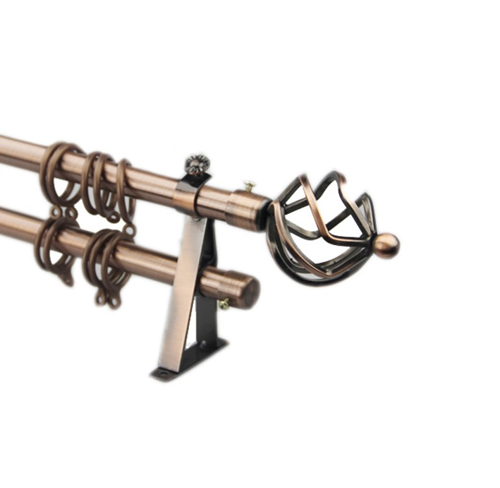 New Home Decor Hollow out Iron Metal Twisted Wrought Metal Curtain Rail Rod Set Curtain Poles Track Curtain Rods Bracket