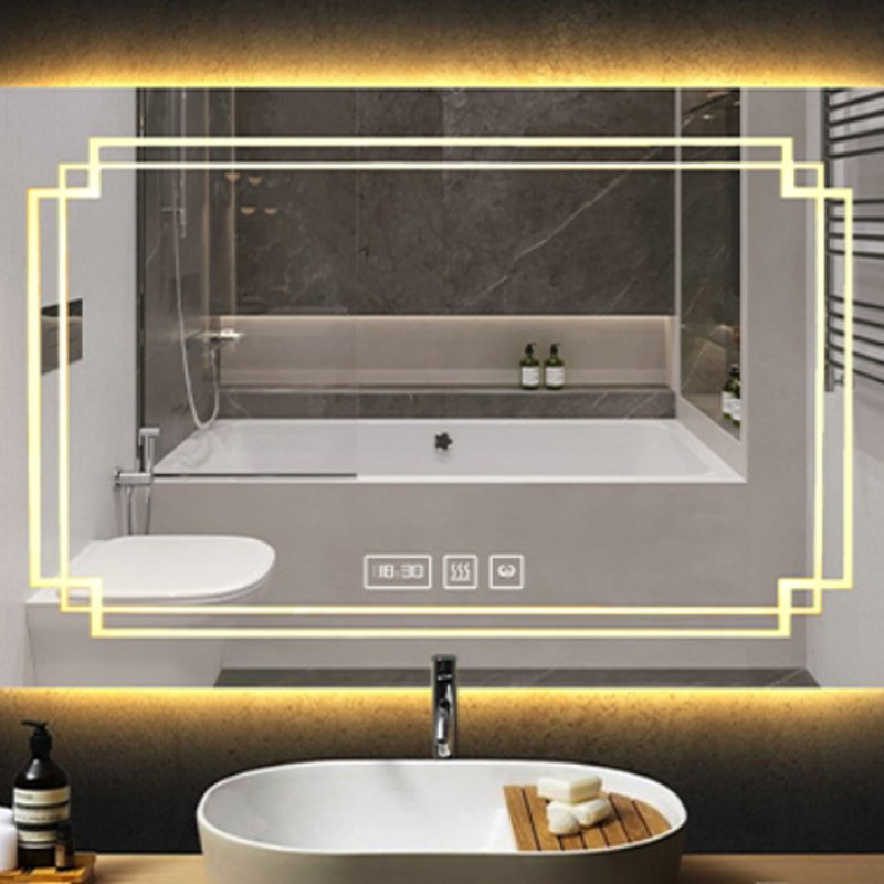 Stylish Modern Bathroom Mirror with LED Lighting for Grooming
