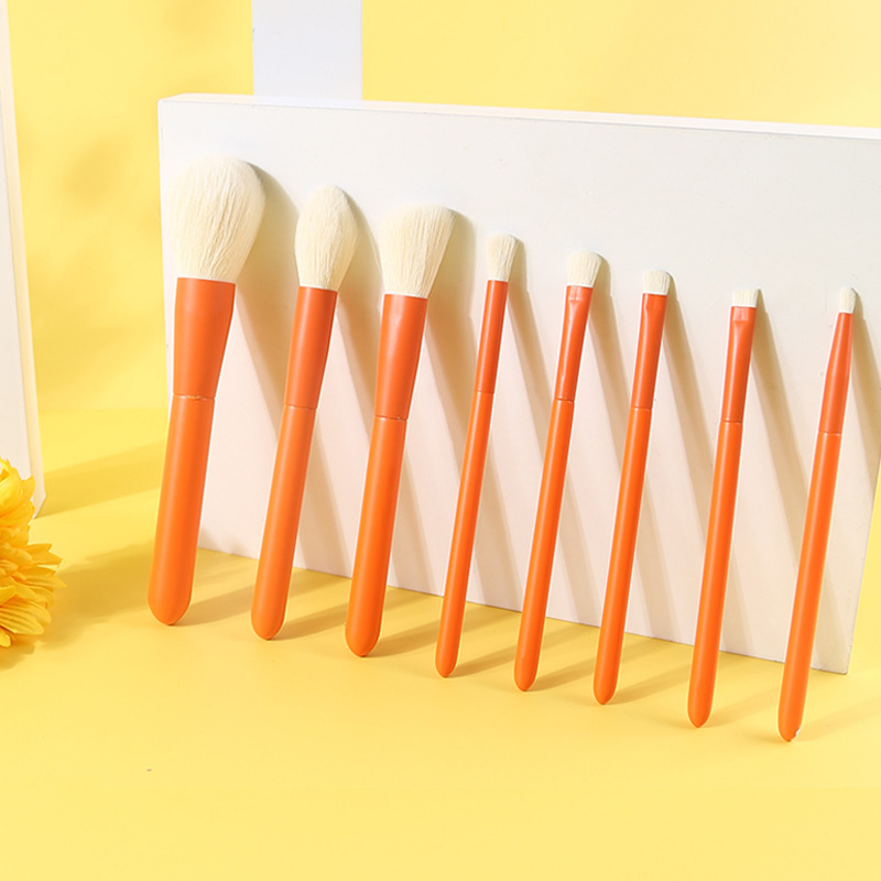 8PCS Candy Color Wood Handle Makeup Brushes Eyeshadow Brush Eyebrow Brush High-Quality Beauty Tools