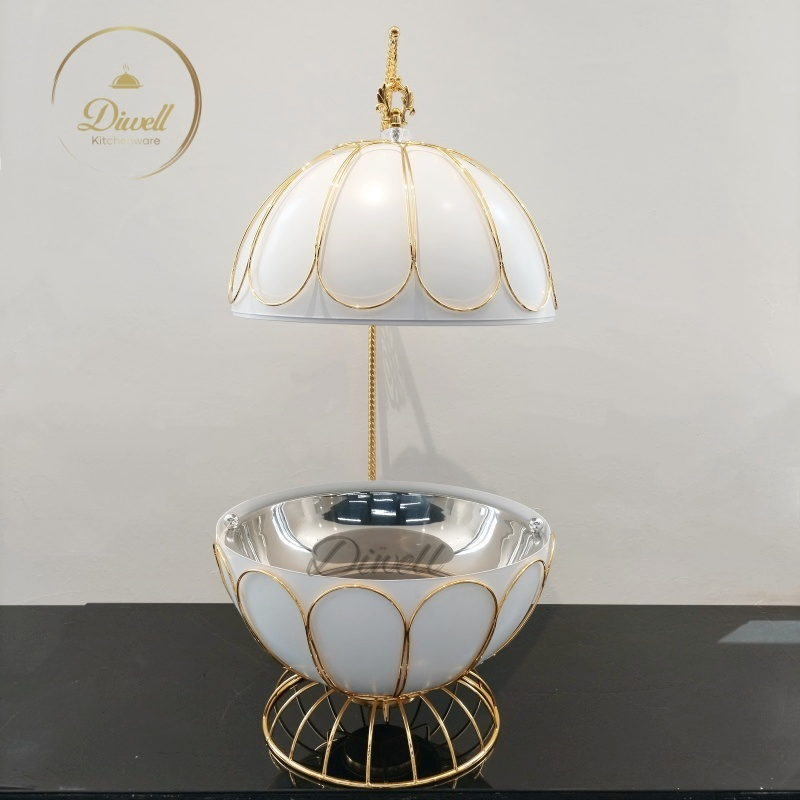 Luxury Hanging Chafing Dish with Hanging Lid White & Gold Crown Buffet Warmer Hotel Banquet Food Warmer Chafer