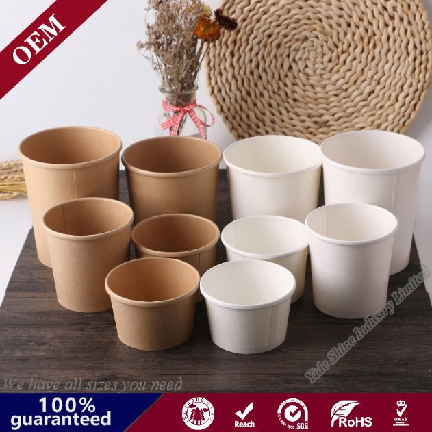 Disposable Kraft Eco Friendly Paper Bowls and Paper Bowl Lids