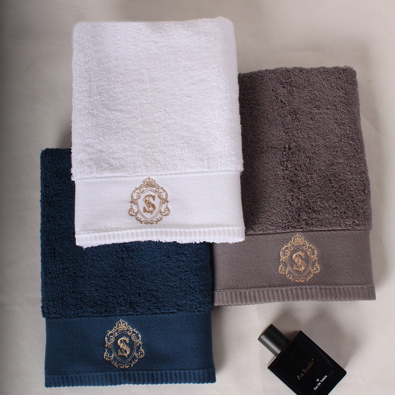 Embroidery Logo Hotel Home Use Adult Cotton Thicken Microfiber Face Towel 78*40