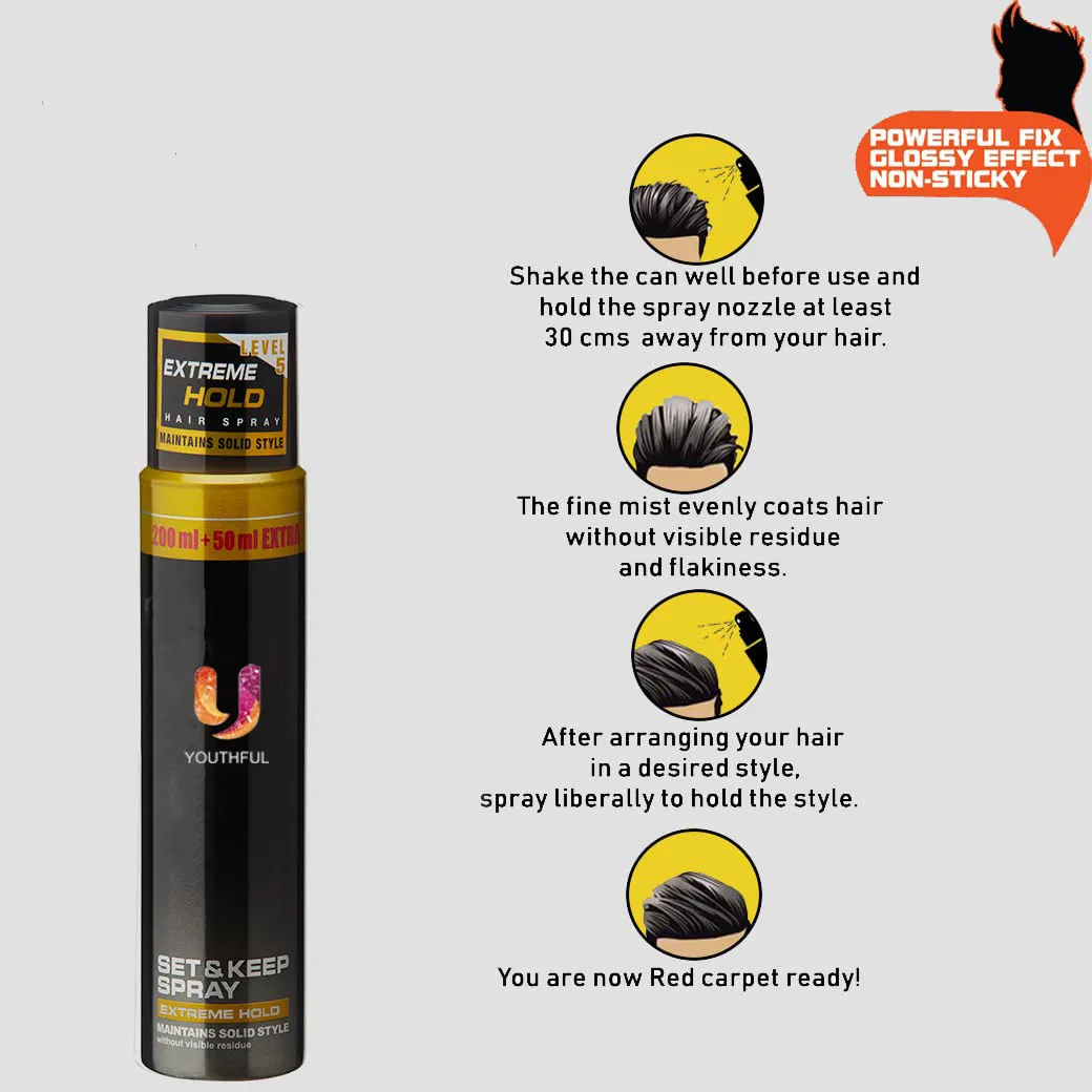 Hair Spray Extreme Hold Quick Drying Long Lasting No Flaking & Natural Shine
