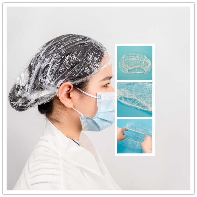 Hotel/Home Use Transparent Waterproof Disposable PE Elastic Ruond Shower Cap