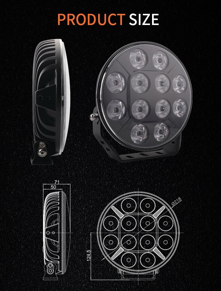 Versatile 9-Inch 120W Amber Off-Road LED Car Headlight