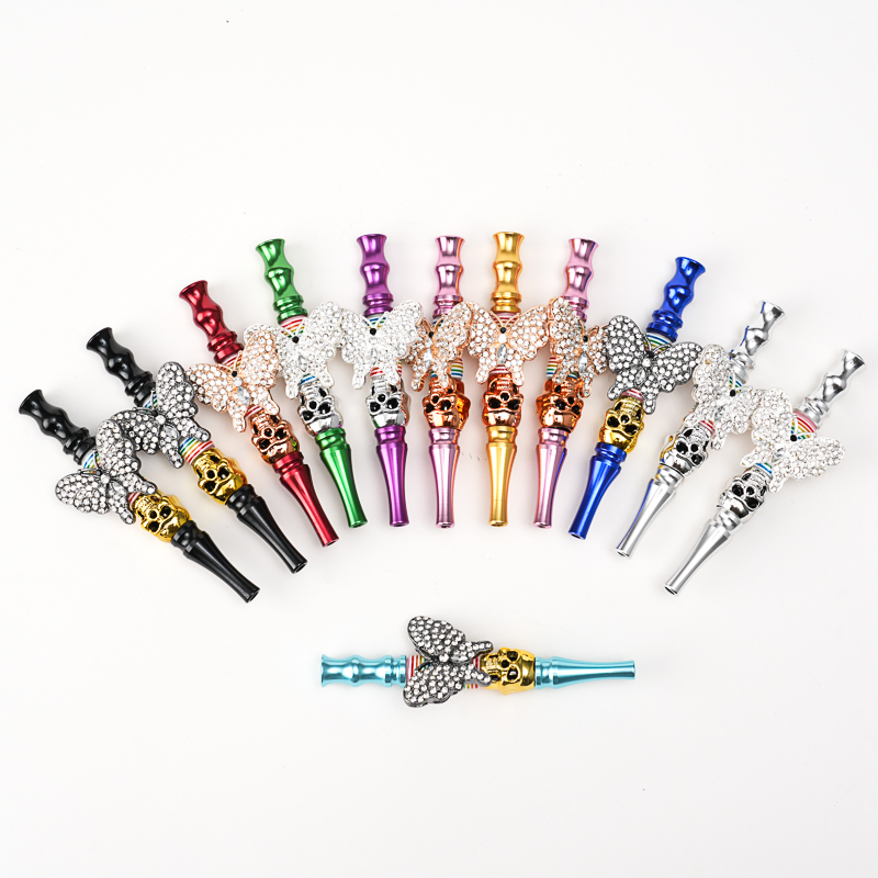 Handheld Metal Various Exquisite Insect Sculpture Pendant Smoking Pipes Hookah Mouth Tip Pipes