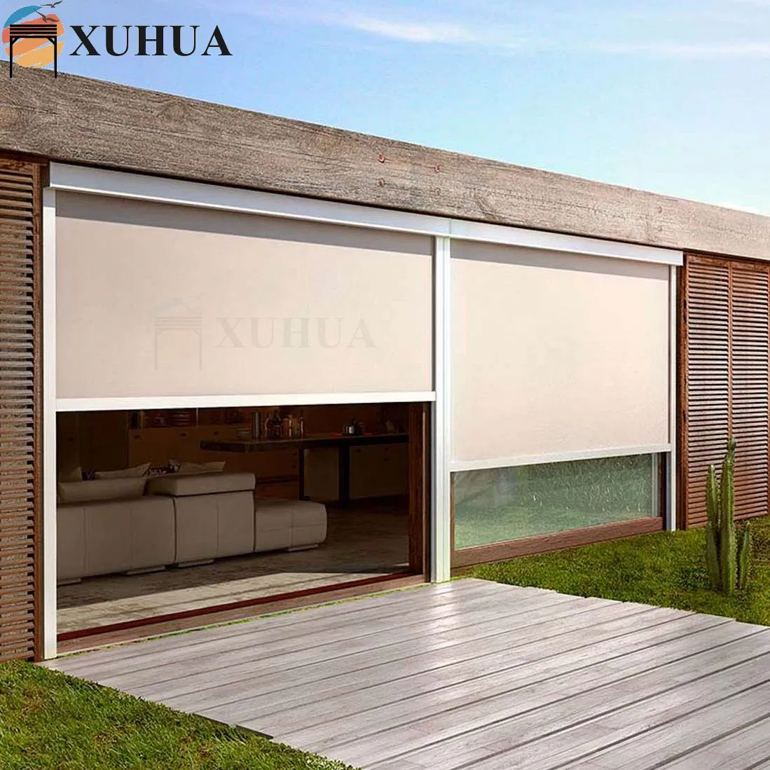 Xuhua Factory Customized UV Resistant Sunshade Shades Anti-Mosquito Motorized Retractable Waterproof Blinds