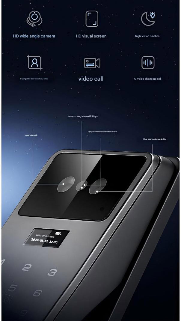 Multi Language Visual Intercom Smart Lock 3D Face Recognition Intelligent