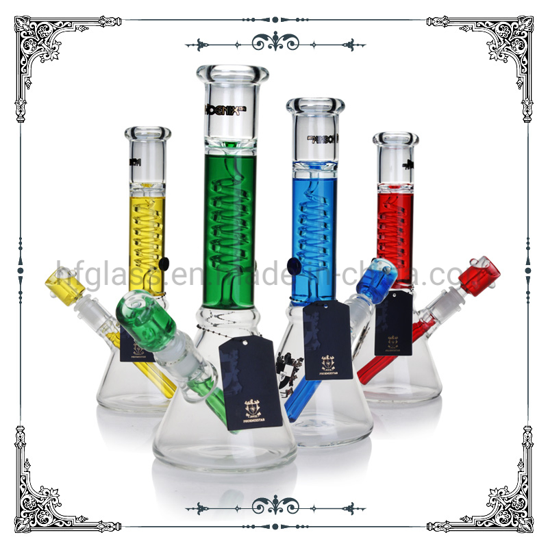 Phoenix Star 12 Inches Freezable Coil Glass Water Pipe Glycerin Glass Pipe Hookah Smoking Pipes Factory Wholesale