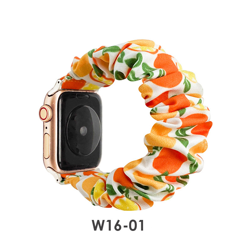 OEM Custom Girls Scrunchie Wrist Band Elastic Bracelet Fabric Watch Strap for Apple