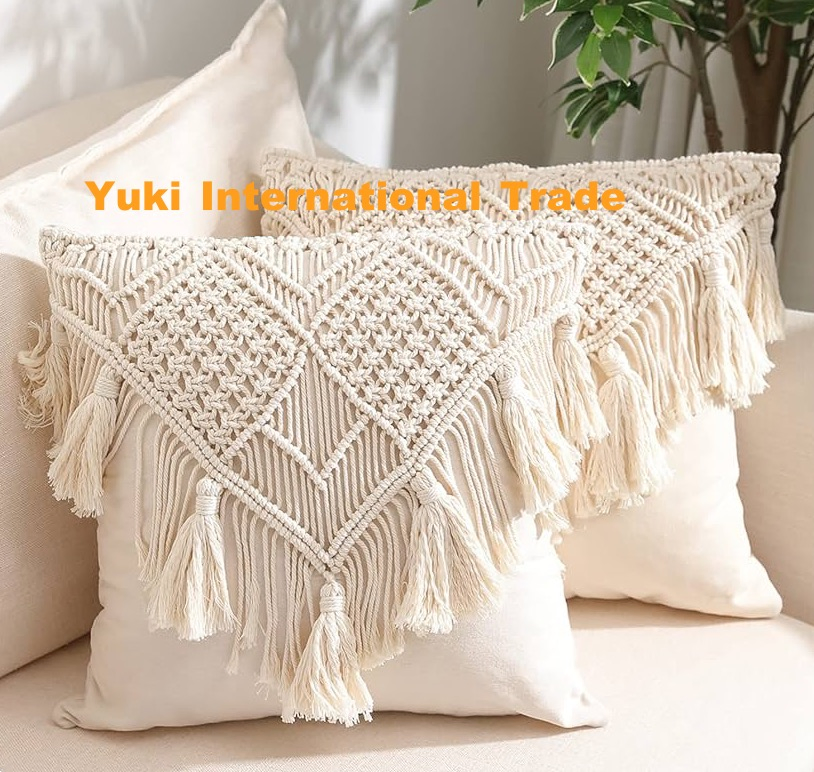 Yuki Macrame Handmade 18*18cm Sofa Cushion Cover Decorative Pillowcases