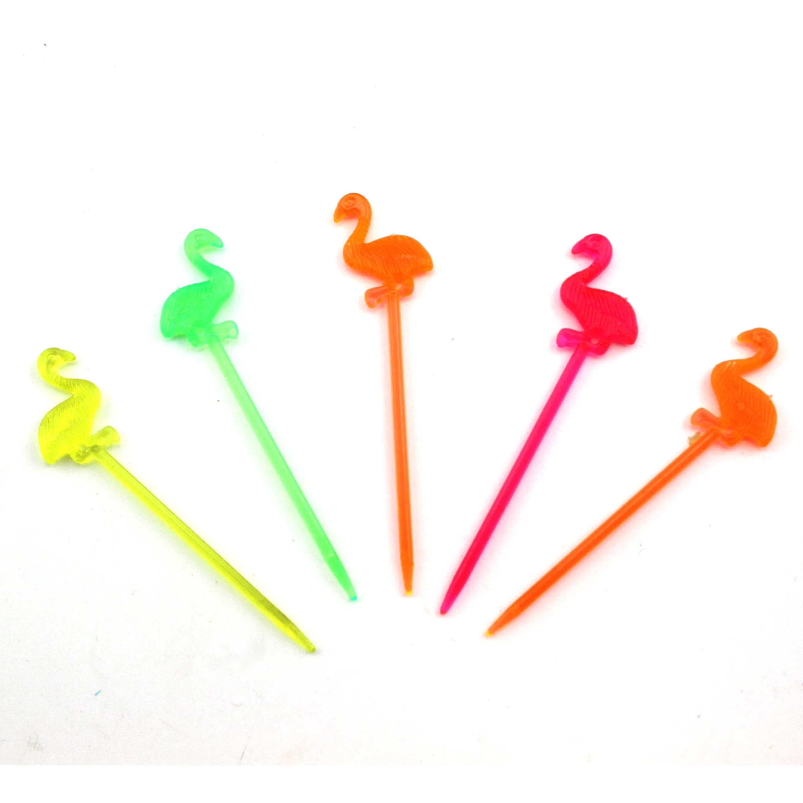 Colorful Disposable Fruit Forks in Fun Flamingo Design