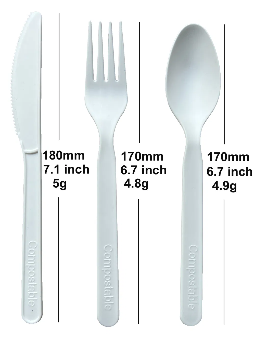 Eco-Friendly Biodegradable and Compostable Cpla Knives Cutlery Disposable Tableware