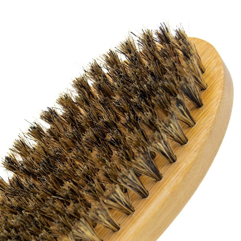 Hot-Selling Natural Eco-Friendly Wooden Boar Bristle Men's Facial Cleansing Beard Brush