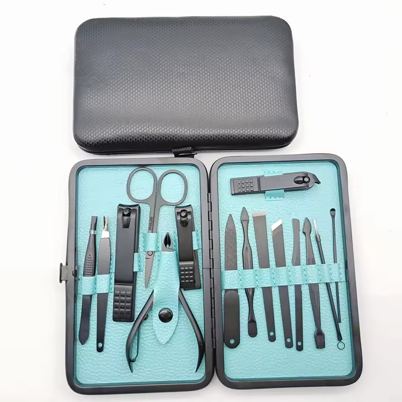 Professional Stainless Steel Nail Clipper Travel & Grooming Kit Nail Tools Manicure & Pedicure Set of 15PCS with Luxurious Case
