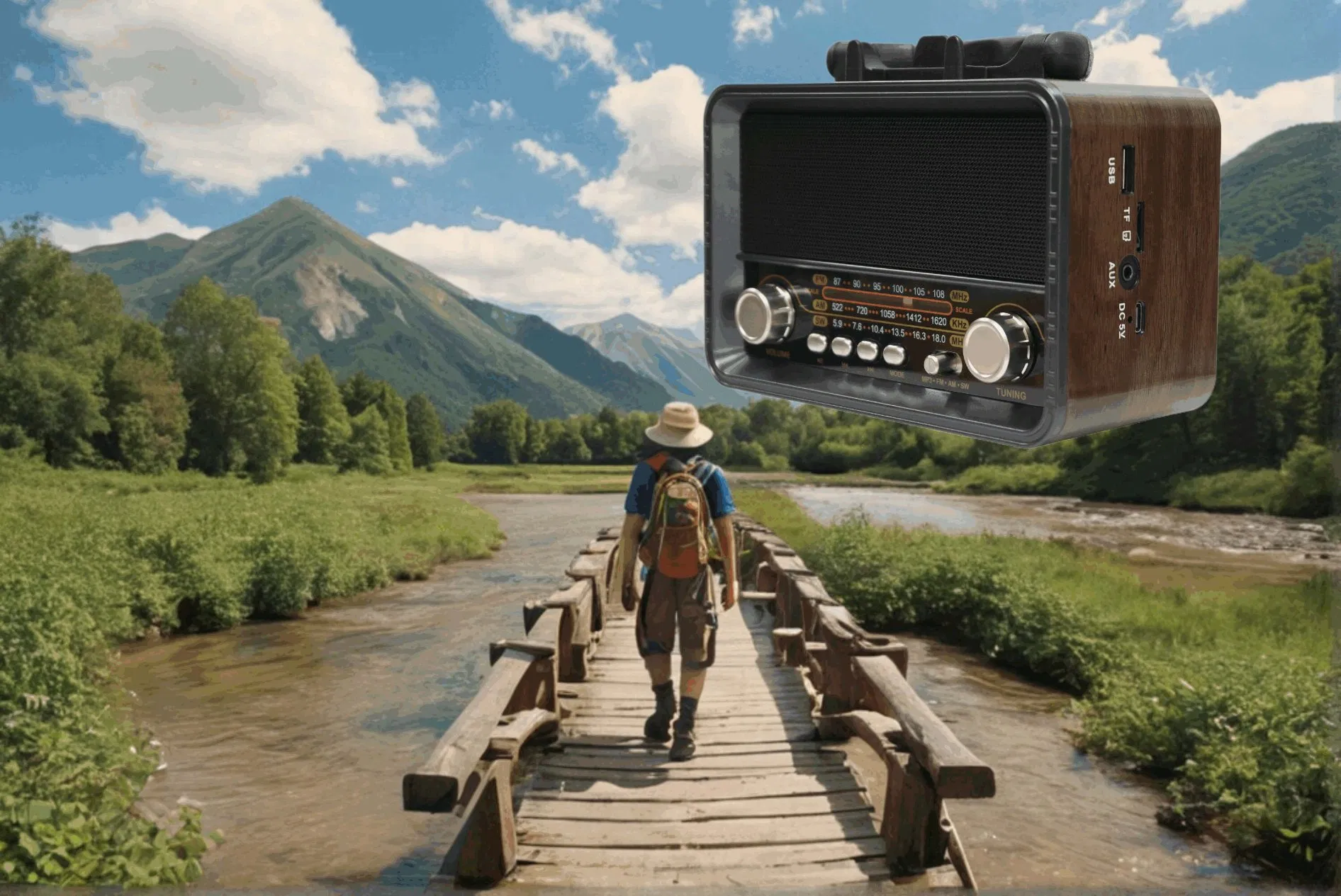 Portable 3-Band Am FM Sw Radio, TF Card and MP3 Player, Rechargeable Speakers Bluetooth Retro Design Meier M-1235bt Other Portable Audio Appliances