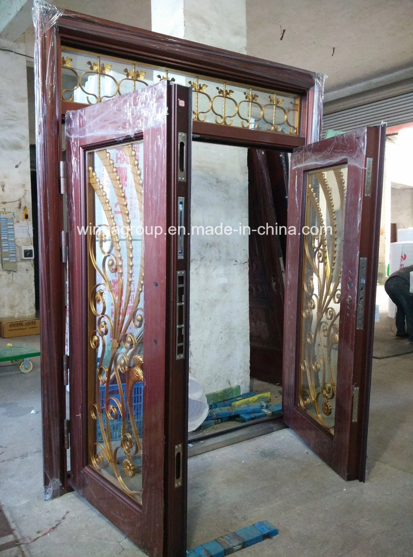 High Quality Security Metal Glass Copper Door (W-GB-19)
