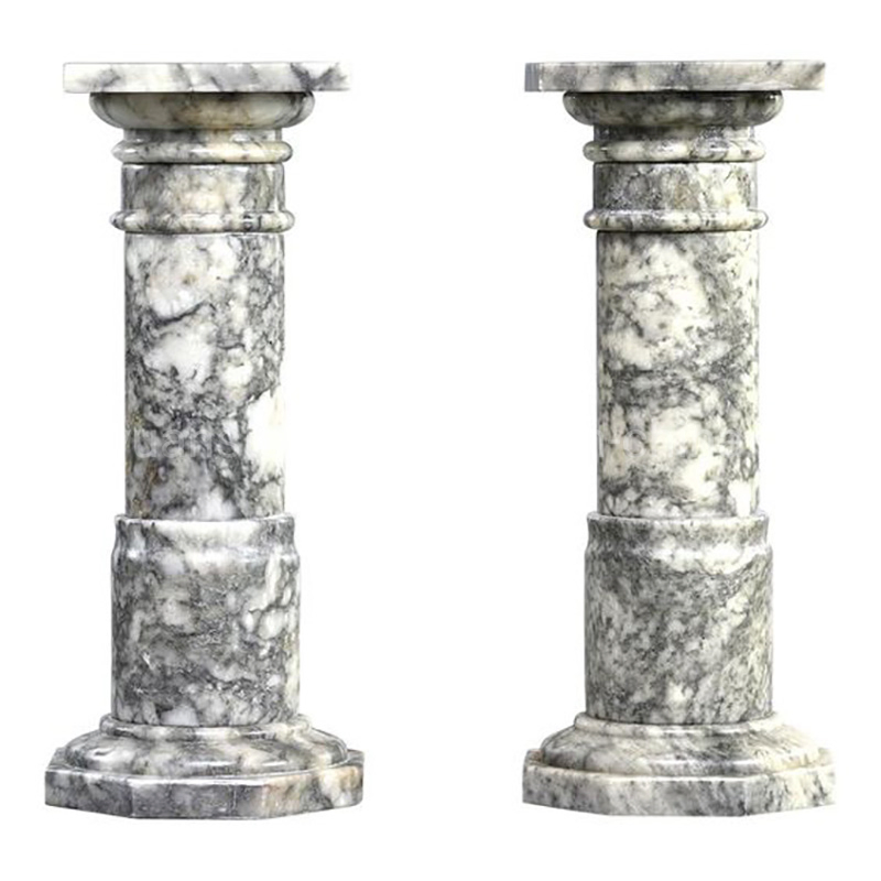 White Carved Marble Stone Roman Column