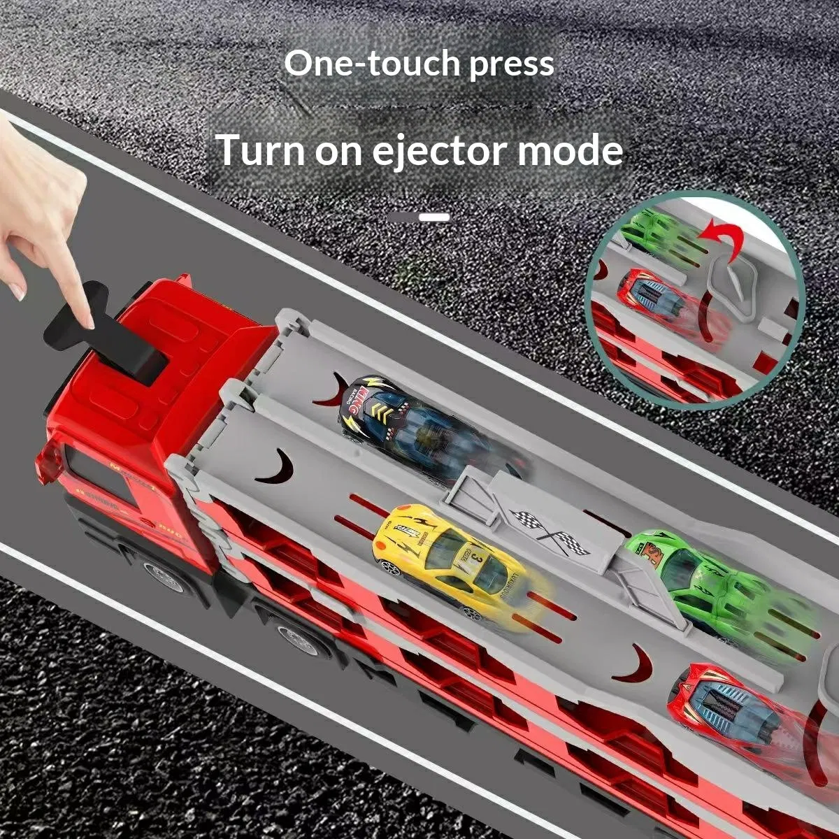 Грузовик-трансформер с 8 машинками, 207 см (красный)