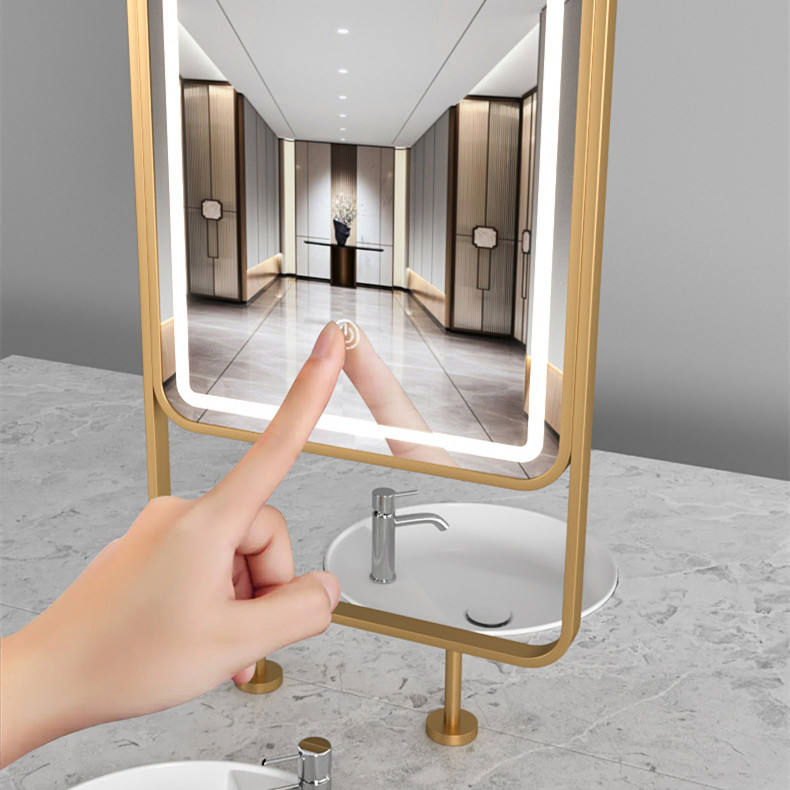 Premium Stainless Steel Framed LED Touchscreen Smart Bathroom Mirror – Ceiling Mounted, Modern Design, Made in China