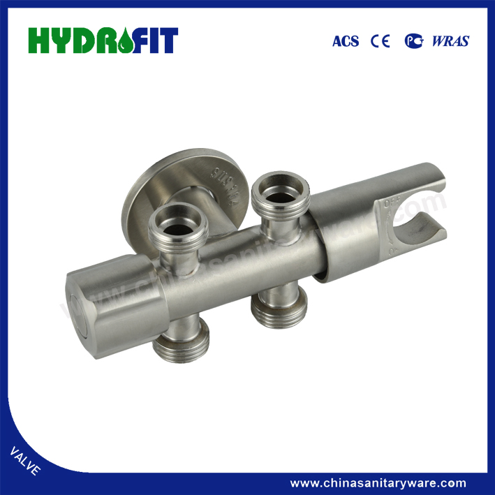 Factory Bathroom Multi Functional Shattaf Sprayer Accessories 2 Way Angle Valve (FT8701grey)