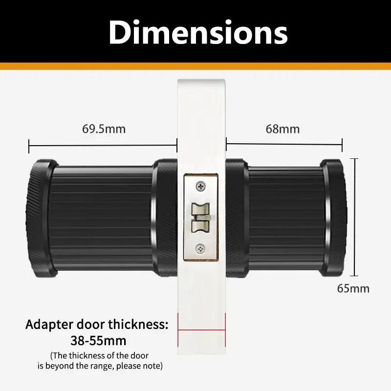 Newest Smart Small Matte Black Cylinder Finger Print Interior Door Knob Lock for Room Brand New Knob Smart Door Lock