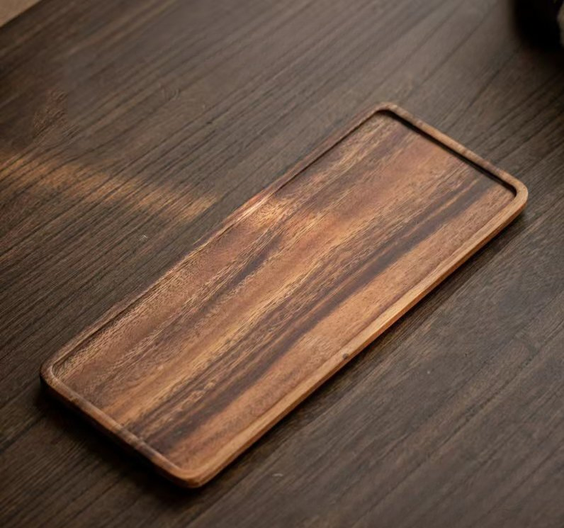 Wholesale Solid Walnut Wood Rectangular Serving Trays for Food Dishes & Plates