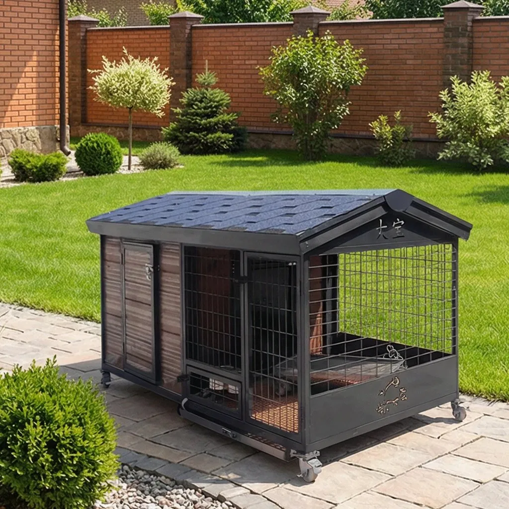 Breathable Slat Solid Wood Dog House for Outdoor Ventilation