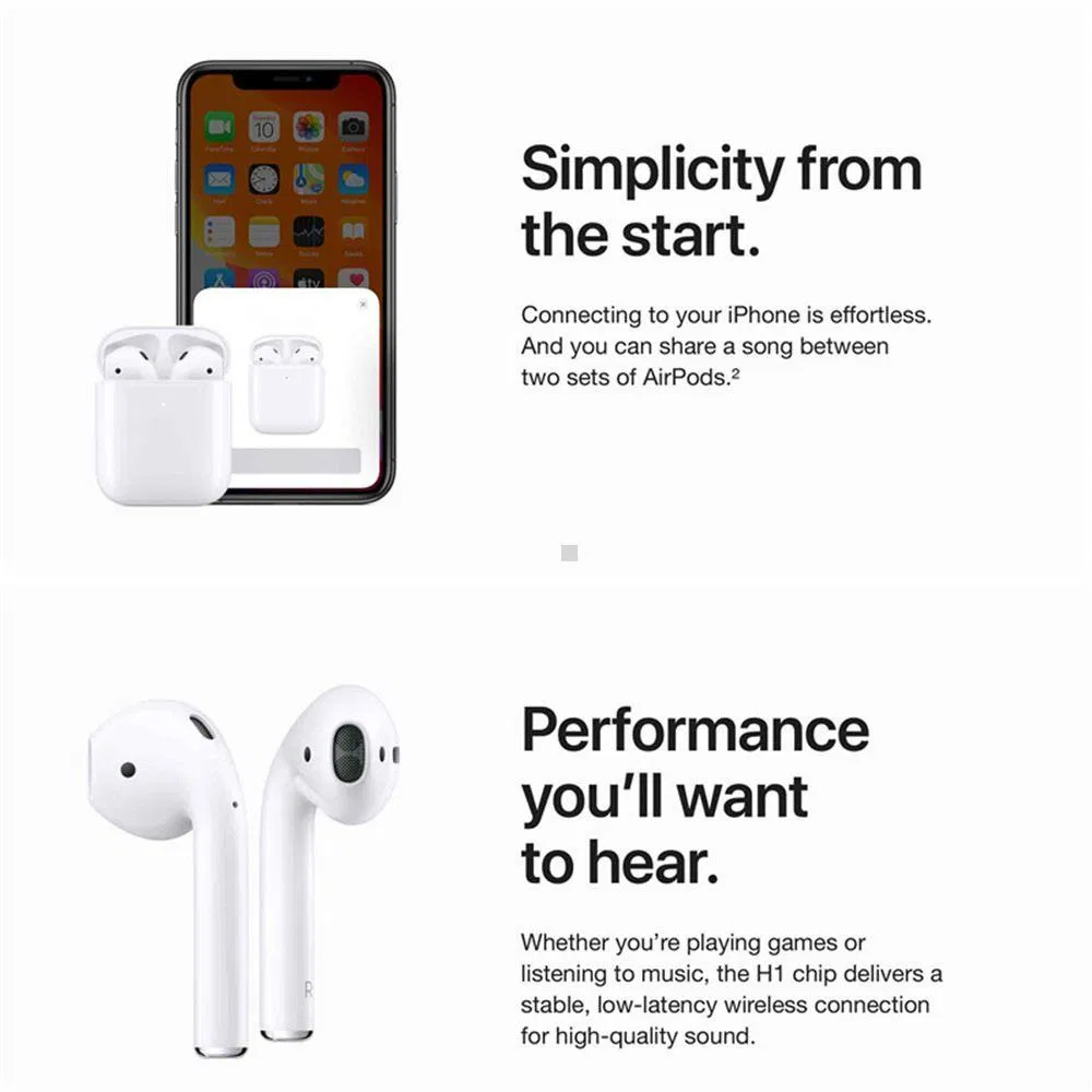 Беспроводные наушники Air Pods 2 Gen, Bluetooth