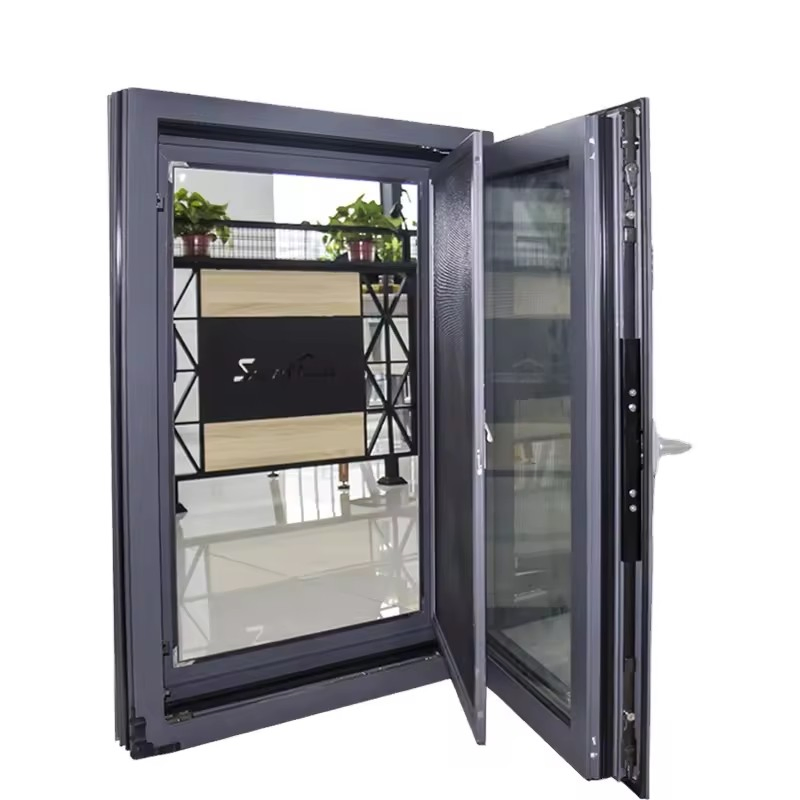 Triple Glazed Windows Broken Bridge Open out Aluminium Alloy Casement Window Swing Graphic Design Stainless Steel Horizontal